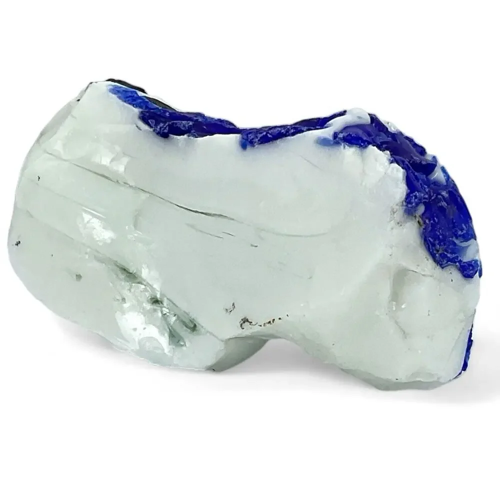 White Milk Cobalt Infused Art Glass Cullet Glowing Manganese‎ Slag Glass #4GX160